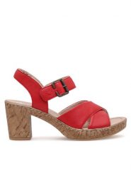 Rieker Sandały 66853-33 Czerwony. Czerwone sandały damskie Rieker, bez wzorów, z syntetyku, bez obcasa, na słupku. Za 329.99 zł.