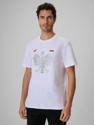 T-shirt bawełniany męski 4F 4FRSS26TTSHM4438. Białe t-shirty męskie 4f, m, bez wzorów, z bawełny, bez kołnierzyka. Za 79.99 zł.