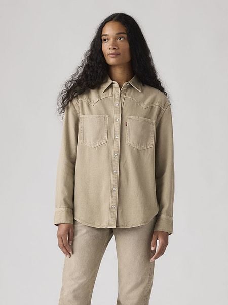 Levi's Koszula "Teodora" w kolorze beżowym rozmiar: L. Brązowe koszule damskie Levi's, l, bez wzorów, z bawełny, bez kołnierzyka, bez ramiączek. Za 159.95 zł.