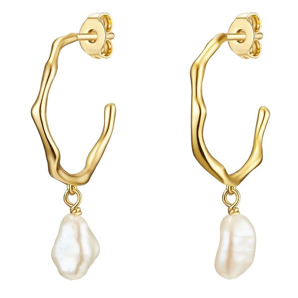 Glanzstücke München Kolczyki wiszące srebrne srebro wysokiej próby Perła hodowlana słodkowodna żółte złoto 1 ct Damski. Szare kolczyki damskie Glanzstücke München, z perłą, srebrne. Za 239.99 zł.