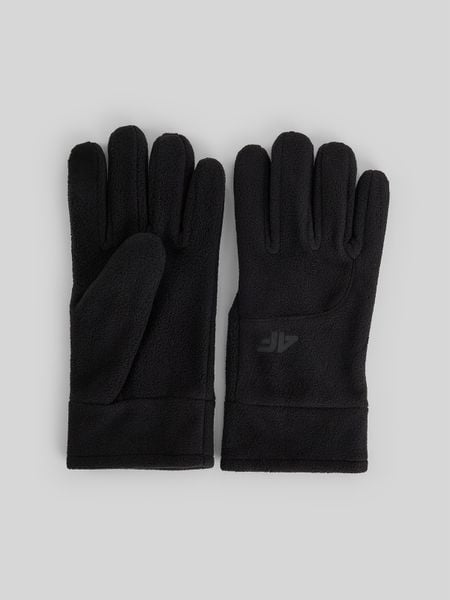 4F Rękawiczki polarowe Touch Screen uniseks - czarne L. Czarne rękawiczki damskie 4f, bez wzorów, z materiału. Za 69.99 zł.