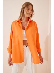 Happiness Istanbul Bluzka w kolorze pomarańczowym rozmiar: 38. Pomarańczowe bluzki damskie Happiness Istanbul, bez wzorów, bez kołnierzyka, bez ramiączek. Za 56.79 zł.