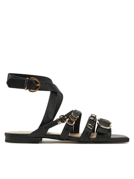 PINKO Sandały Marli 08 SD0317 P001 Czarny. Czarne sandały damskie Pinko, bez wzorów, ze skóry, bez obcasa, na płaskiej podeszwie. Za 719.99 zł.