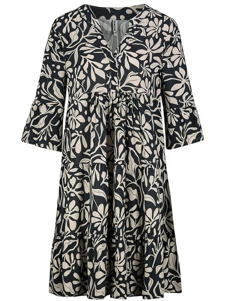 Sublevel Sukienka w kolorze czarno-beżowym rozmiar: S. Brązowe sukienki damskie Sublevel, na imprezę, s, bez wzorów, z wiskozy, klasyczne, bez kołnierzyka, bez ramiączek, midi. Za 78.66 zł.