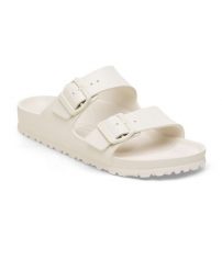 Klapki damskie Birkenstock Arizona Eva. Białe klapki damskie Birkenstock, bez wzorów, z materiału, bez obcasa. Za 337.00 zł.
