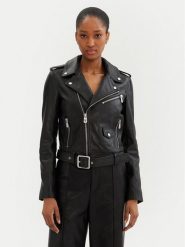 PINKO Kurtka skórzana 103897 A21L Czarny Regular Fit. Czarne kurtki damskie Pinko, l, bez wzorów, ze skóry, bez kaptura. Za 1,739.00 zł.