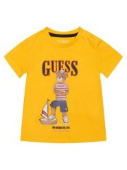 Guess T-Shirt N6GI04 K8HM4 Żółty Regular Fit. Żółte t-shirty chłopięce Guess, z aplikacjami, z bawełny, bez ramiączek. Za 94.99 zł.