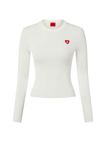 HUGO koszulka z długim rękawem - Sarpha Kobiety Sztuczne włókno biały, M. Białe t-shirty damskie Hugo, m, z aplikacjami, z włókna, bez kołnierzyka. Za 379.95 zł.