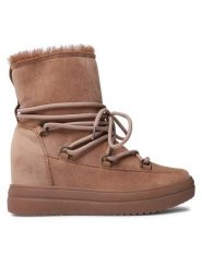 Jenny Fairy Botki WS5829-03 Beżowy. Brązowe botki damskie Jenny Fairy, z materiału, bez obcasa, na koturnie, bez zapięcia. Za 139.99 zł.