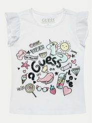 Guess T-Shirt K4GI17 K6YW1 Biały Regular Fit. Białe koszulki dziewczęce Guess, m, z aplikacjami, z bawełny, bez ramiączek. Za 159.99 zł.