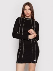 Sixth June Sukienka dzianinowa 12191 Czarny Slim Fit. Czarne sukienki damskie Sixth June, s, bez wzorów, z bawełny, bez kołnierzyka, bez ramiączek. Za 99.99 zł.