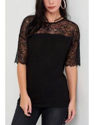 Milan Kiss Koszulka w kolorze czarnym rozmiar: M. Czarne bluzki damskie Milan Kiss, m, bez wzorów, z koronki, bez kołnierzyka. Za 104.99 zł.