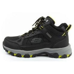 Buty sportowe Skechers Melano 204477/BLK czarne. Czarne buty trekkingowe męskie na zimę, ze skóry, przed kolano, bez zapięcia. Za 640.22 zł.