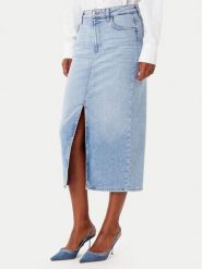 Guess Spódnica jeansowa W5YD1L D5QQ0 Niebieski Regular Fit. Niebieskie spódniczki damskie Guess, l, z aplikacjami, z jeansu. Za 304.00 zł.