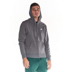 Bluza z bawełna z kaptur na czas wolny na co dzień. Szare bluzy sportowe męskie LEONE 1947 APPAREL, bez wzorów, z bawełny, sportowe, bez kołnierzyka, bez ramiączek. W wyprzedaży za 149.08 zł.
