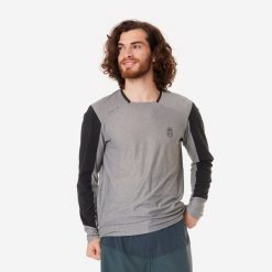 Koszulka rowerowa MTB Rockrider Expl 100 długi rękaw. Czarne t-shirty sportowe męskie ROCKRIDER, l, z materiału, bez ramiączek, rowerowe. Za 99.99 zł.