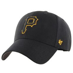 Czapka z daszkiem męska MLB Pittsburgh Pirates Cap. Czarne czapki męskie 47 Brand, bez wzorów, z wełny. Za 157.00 zł.