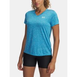Koszulka Damska Sportowa Under Armour Tech Ssv-Twist. Niebieskie topy sportowe damskie Under Armour, bez wzorów, bez ramiączek. W wyprzedaży za 48.60 zł.