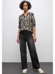 Cecil Bluzka w kolorze jasnoszaro-czarnym rozmiar: 40. Czarne bluzki damskie Cecil, bez wzorów, z wiskozy, bez kołnierzyka, bez ramiączek. Za 100.52 zł.