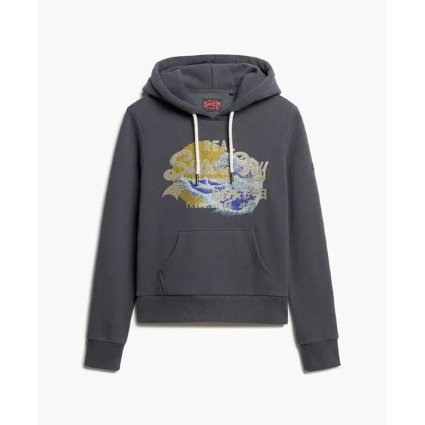 Bluza damska z kapturem Superdry Vintage Logo Tokyo. Brązowe bluzy z nadrukiem damskie Superdry., l. Za 429.75 zł.
