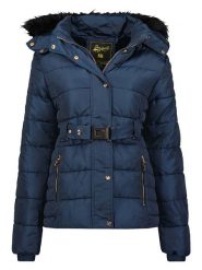 Geographical Norway Kurtka zimowa w kolorze granatowym rozmiar: XL. Niebieskie kurtki damskie Geographical Norway, na zimę, xl, bez wzorów, z puchu, bez kaptura. Za 189.29 zł.