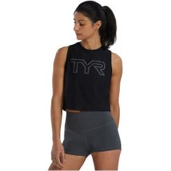 Koszulka damska TYR WMN AIRTEC CROP TNK. Czarne bluzki damskie TYR, bez wzorów, bez kołnierzyka, bez ramiączek. Za 249.99 zł.