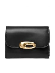 Calvin Klein Portfel Hardware Trifold With Zip Pocket LV04F1116G Czarny. Czarne portfele damskie CALVIN KLEIN, bez wzorów, ze skóry. Za 289.99 zł.