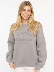 Zwillingsherz Bluza "Happy Vibes" w kolorze szarym rozmiar: L/XL. Szare bluzy bez kaptura damskie Zwillingsherz, l. Za 161.34 zł.