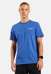 Koszulka z krótkim rękawem męska ODLO T-shirt crew neck s/s COTTON BLEND. Niebieskie t-shirty męskie Odlo, m, bez wzorów, z bawełny, bez kołnierzyka. Za 209.99 zł.