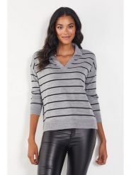 Milan Kiss Sweter w kolorze szaro-czarnym rozmiar: L. Czarne swetry klasyczne damskie Milan Kiss, l, bez kołnierzyka. Za 117.73 zł.