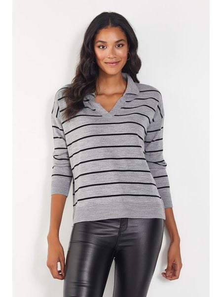 Milan Kiss Sweter w kolorze szaro-czarnym rozmiar: L. Czarne swetry klasyczne damskie Milan Kiss, l, bez kołnierzyka. Za 117.73 zł.