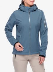 Softshell damski CMP Wilma Jacket Zip Hood. Niebieskie kurtki softshell damskie CMP, m, bez wzorów, z elastanu, bez kaptura. Za 357.49 zł.