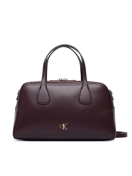 Calvin Klein Torebka Ck Medium Bowling Bag LV04F3610G Bordowy. Czerwone torebki klasyczne damskie CALVIN KLEIN, bez wzorów, ze skóry, bez dodatków. Za 569.99 zł.