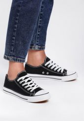 Czarno-Białe Trampki Lakelet. Czarne trampki i tenisówki damskie Renee, bez wzorów, z gumy, przed kostkę. Za 49.99 zł.