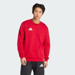Bluza Entrada26. Białe bluzy bez kaptura męskie Adidas, bez wzorów, z bawełny, klasyczne, bez kołnierzyka, bez ramiączek. Za 199.00 zł.