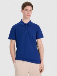 4F Koszulka polo regular męska - granatowa XXL. Niebieskie koszulki polo męskie 4f, m, bez wzorów, z bawełny, bez ramiączek. W wyprzedaży za 79.99 zł.