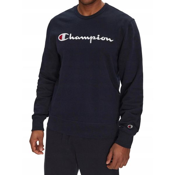 Bluza męska Champion Crewneck Sweatshirt. Niebieskie bluzy bez kaptura męskie CHAMPION, l, z bawełny. Za 179.00 zł.