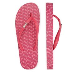 Japonki Juicy Couture. Czerwone klapki damskie Juicy Couture, bez wzorów, bez obcasa. Za 79.99 zł.