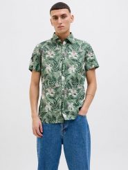 Jack & Jones Koszula - Regular fit - w kolorze zielonym rozmiar: L. Zielone koszule męskie Jack & Jones, l, bez wzorów, z bawełny, bez kołnierzyka, bez ramiączek. Za 57.06 zł.