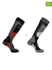 SALOMON Skarpety narciarskie (2 pary) "Access" w kolorze szaro-czarnym rozmiar: 39-41. Czarne skarpetki męskie Salomon, bez wzorów, prążkowane. Za 82.64 zł.