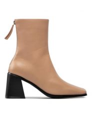 DeeZee Botki ZALY30747-1 Beżowy. Brązowe botki damskie DeeZee, ze skóry, bez obcasa, na słupku, bez zapięcia. Za 229.99 zł.