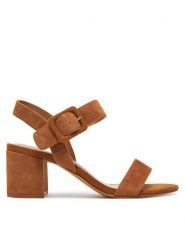 Sergio Bardi Sandały WFA3762-1Z-SB Brązowy. Brązowe sandały damskie Sergio Bardi, bez wzorów, ze skóry, bez obcasa, na słupku. Za 249.99 zł.
