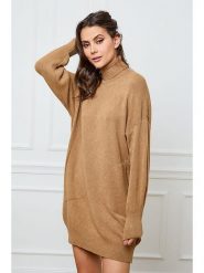 Joséfine Sukienka dzianinowa "Halof" w kolorze beżowym rozmiar: L. Brązowe sukienki damskie Joséfine, l, bez wzorów, z dzianiny, bez kołnierzyka, bez ramiączek, mini. Za 187.52 zł.