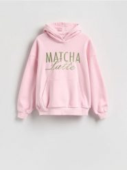 Bluza oversize z haftem - pastelowy róż. Czerwone bluzy bez kaptura damskie Reserved, l, z bawełny. Za 129.99 zł.