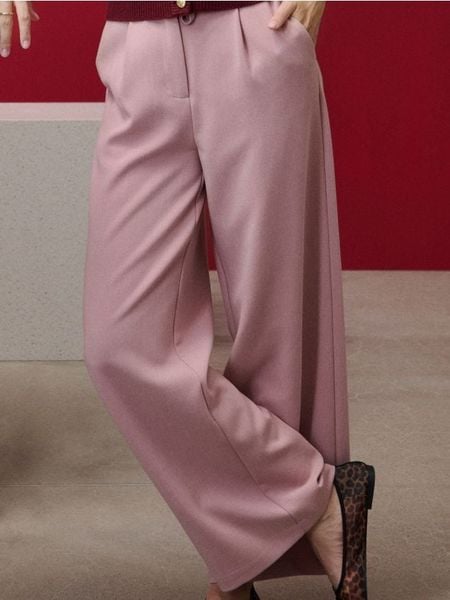 Spodnie wide leg - różowy. Czerwone spodnie materiałowe damskie Sinsay, bez wzorów. Za 59.99 zł.