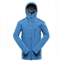 Kurtka trekkingowa męska Alpine Pro Gor wodoodporna. Niebieskie kurtki męskie Alpine Pro, l, bez wzorów, z hardshellu, sportowe, bez kaptura. W wyprzedaży za 499.00 zł.