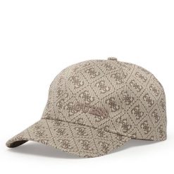 Czapka z daszkiem Guess. Brązowe czapki z daszkiem damskie Guess, z aplikacjami. Za 189.99 zł.