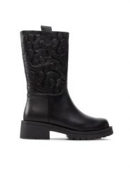 Simple Botki SL-26-02-000036 Czarny. Czarne botki damskie Simple, ze skóry, bez obcasa, na płaskiej podeszwie, bez zapięcia. Za 509.99 zł.