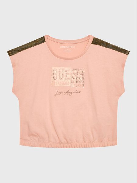 Guess T-Shirt J3GI11 K8HM3 Różowy Boxy Fit. Czerwone koszulki dziewczęce Guess, z aplikacjami, z bawełny, bez ramiączek. Za 79.99 zł.