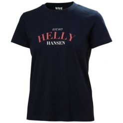 Koszulka damska Helly Hansen Cora Graphic 2.0. Niebieskie topy sportowe damskie Helly Hansen, bez wzorów, bez ramiączek. Za 236.50 zł.